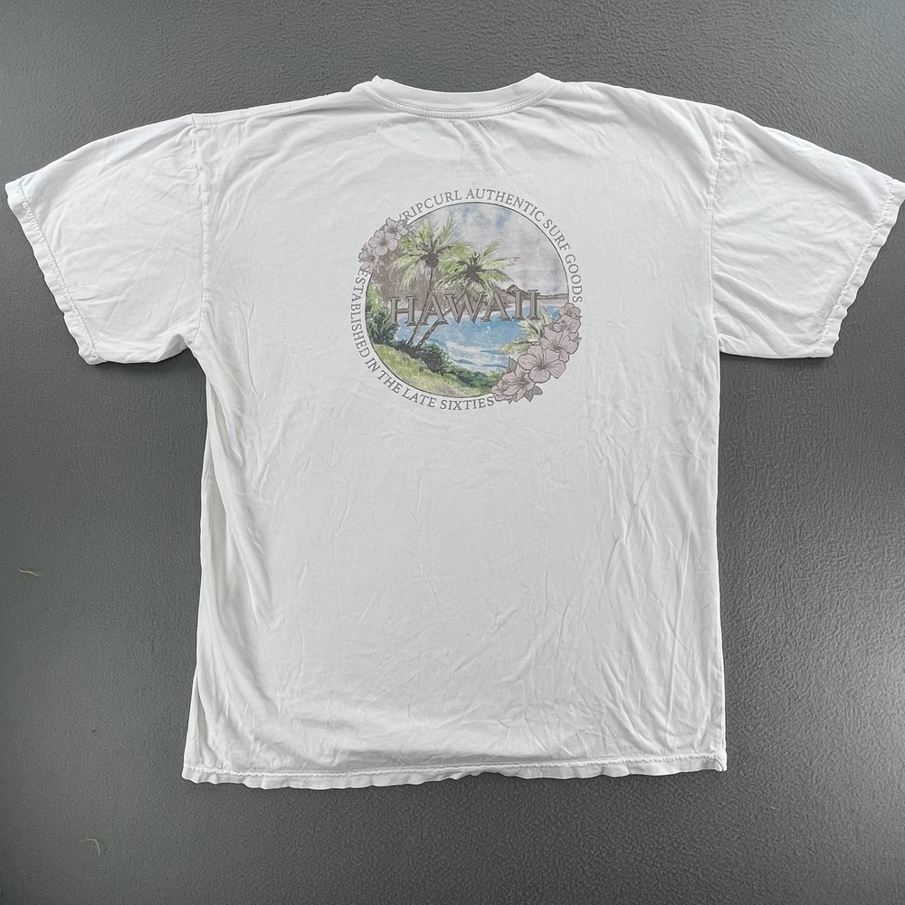 Rip Curl Men T Shirt Cotton M White Hawaii Surf Graphic Tee Beach Summer